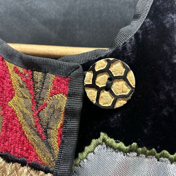 Allure Vintage Velvet Patchwork Tapestry Artsy Button Up Jacket Wommen’s Size L - Picture 6 of 13